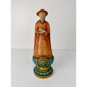 Vintage R. Shipman 1999 Hand Painted Folk Art Monk Statue – 12" Wood Figure